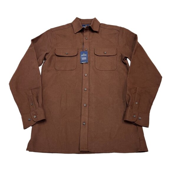 Stafford Shirt Mens S Brown Button Down Fleeced Lined Business Casual Comfort - Picture 1 of 10